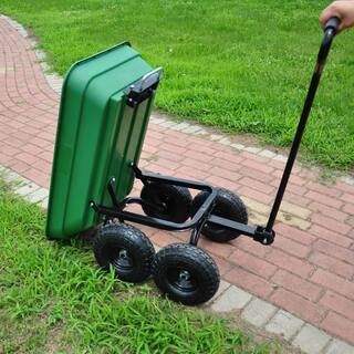 Tatahance Poly Garden Dump Truck Folding Car in Grass Green with Steel Frame W22752500-Z