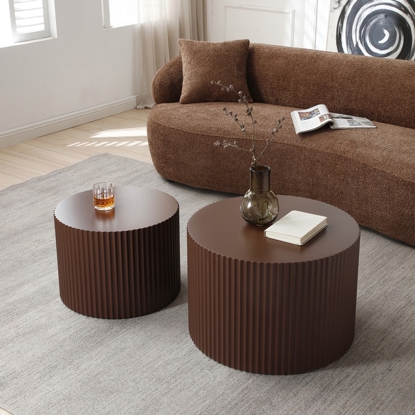 Modern Round Accent Nesting Side Coffee Table Set (Set of 2)