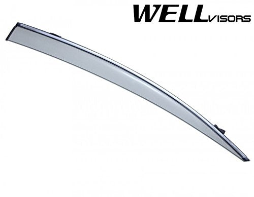 WellVisors Replacement for 2007-2012 Lexus ES350 Clip-ON Chrome Trim Smoke Tinted Side Rain Guard Window Visors Deflectors 3-847LX008