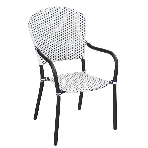 Tangkula Outdoor 4 Pcs Iron Dining Chairs Patio Stackable Arm Chair For Balcony Backyard Poolside