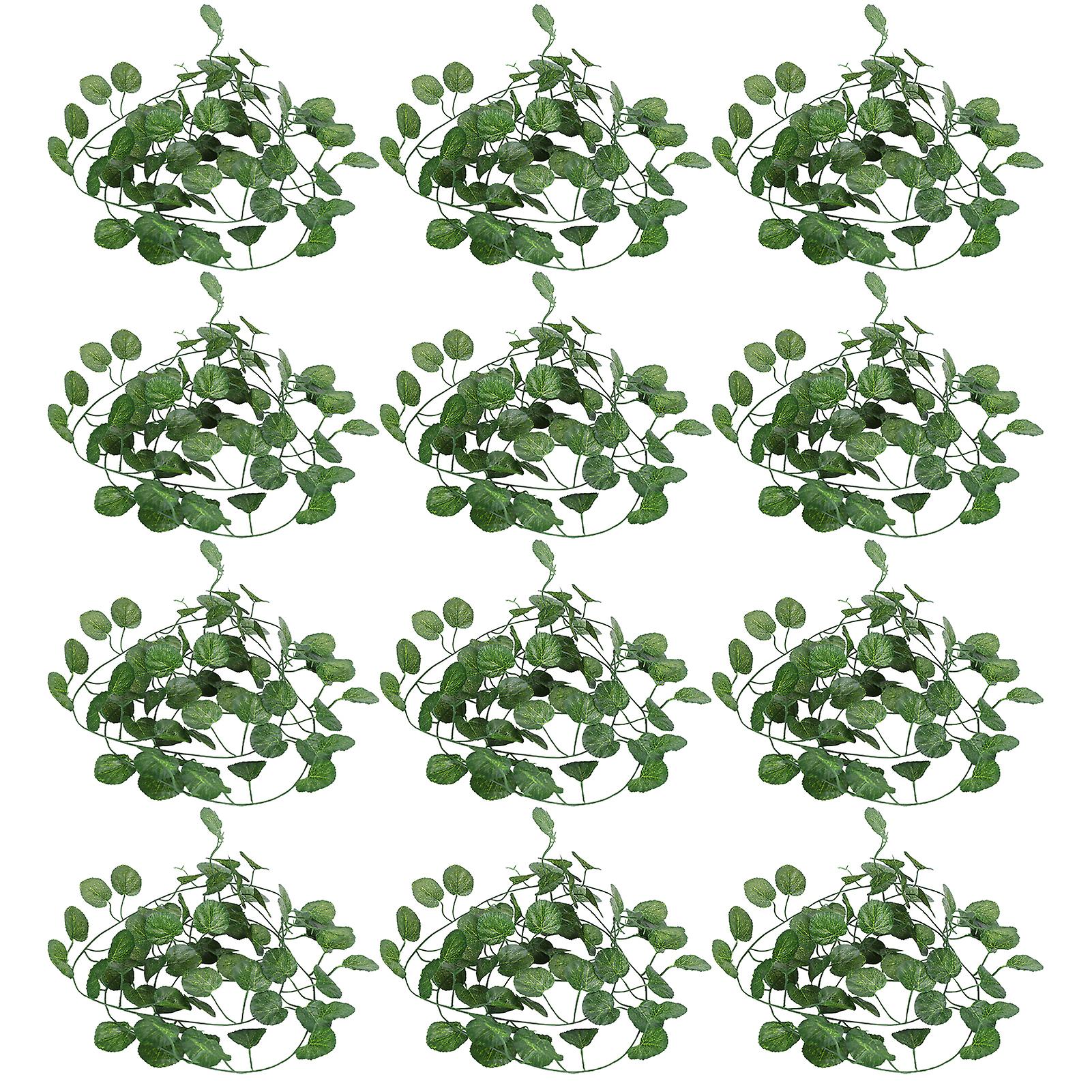 12pcs Plastic Rattan Diy Green Leaf Decoration For Fence Swing Door Wedding Partybegonia Leaves