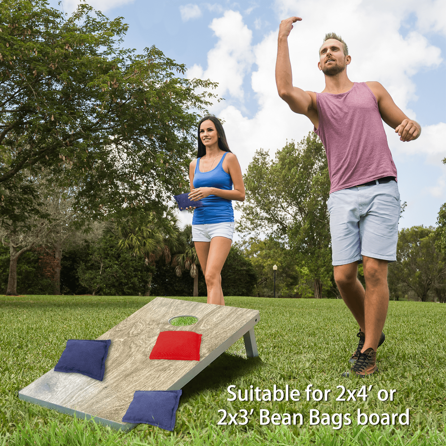 GSE Games & Sports Expert Set of 8 Resistant Regulation Size and Weight Corn Hole Beanbags for Cornhole Toss Games (Red & Blue)