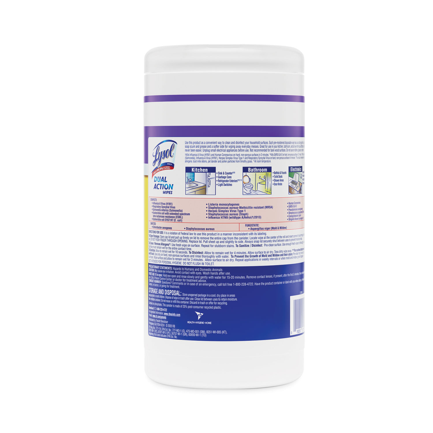 Dual Action Disinfecting Wipes by LYSOLandreg; Brand RAC81700CT