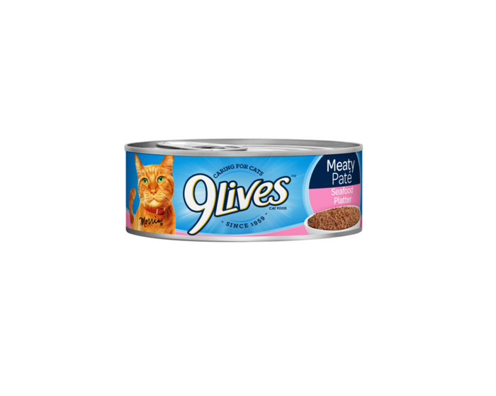 9Lives® Meaty Pate Seafood Platter Canned Cat Food， 5.5 oz. Can