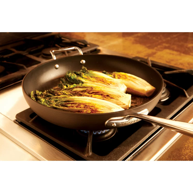 All-Clad HA1 Hard Anodized Nonstick Frying Pan with Lid， 12 Inch Pan Cookware， Medium Grey