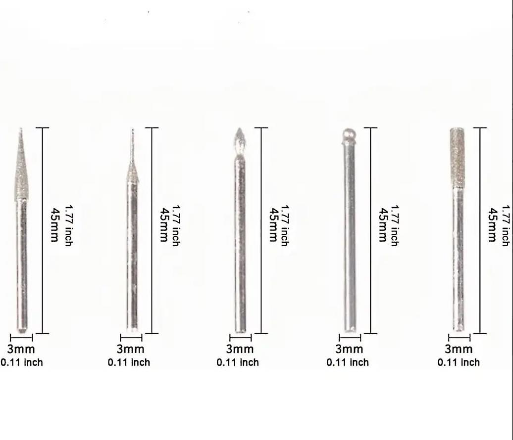 30pcs/set Diamond Burr Bits， Drill Bit Set For Rotary Tools Metal Woodworking Router Sanding Carving - 1/8