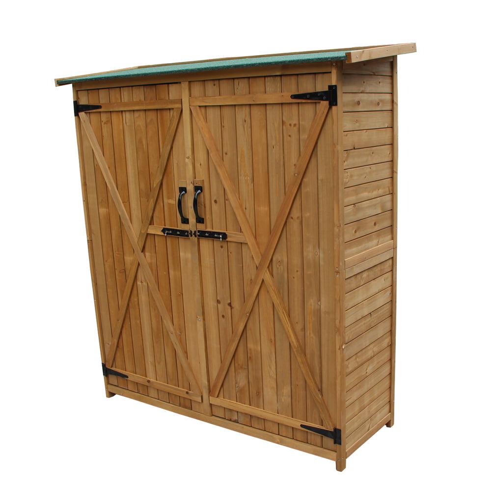 SalonMore 64" Wooden Storage Shed Garden Outdoor Fir Wood Lockers Double Doors