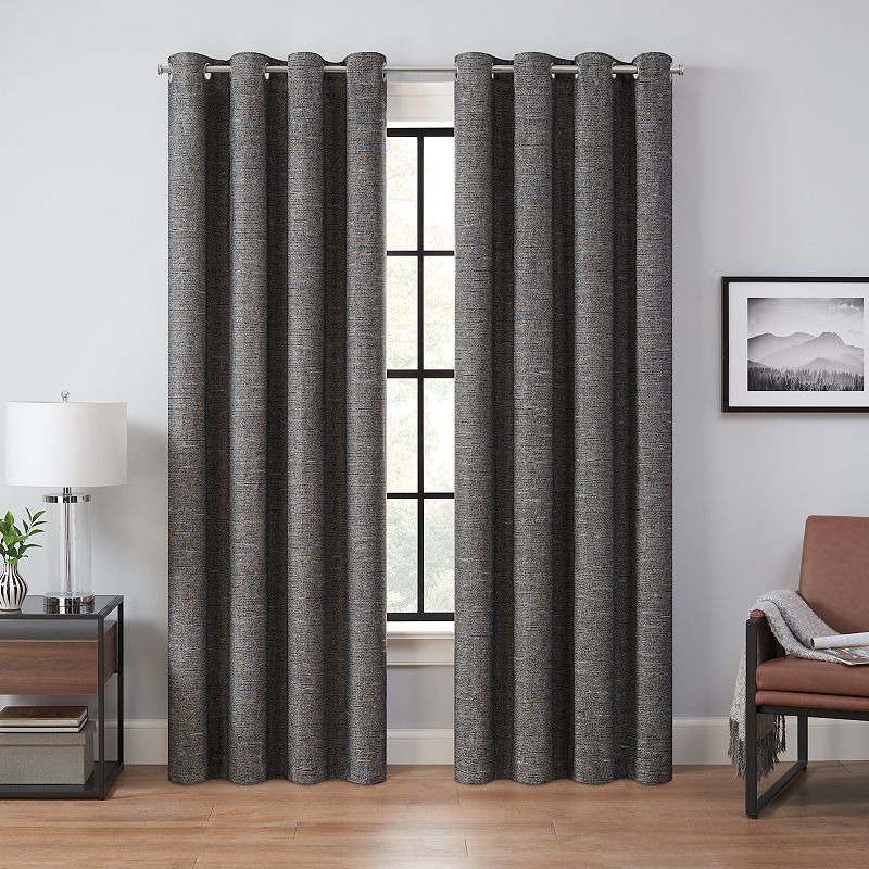 eclipse Magnitech Branson Stripe 100% Blackout Grommet Magnetic Closure Window Curtain Panel