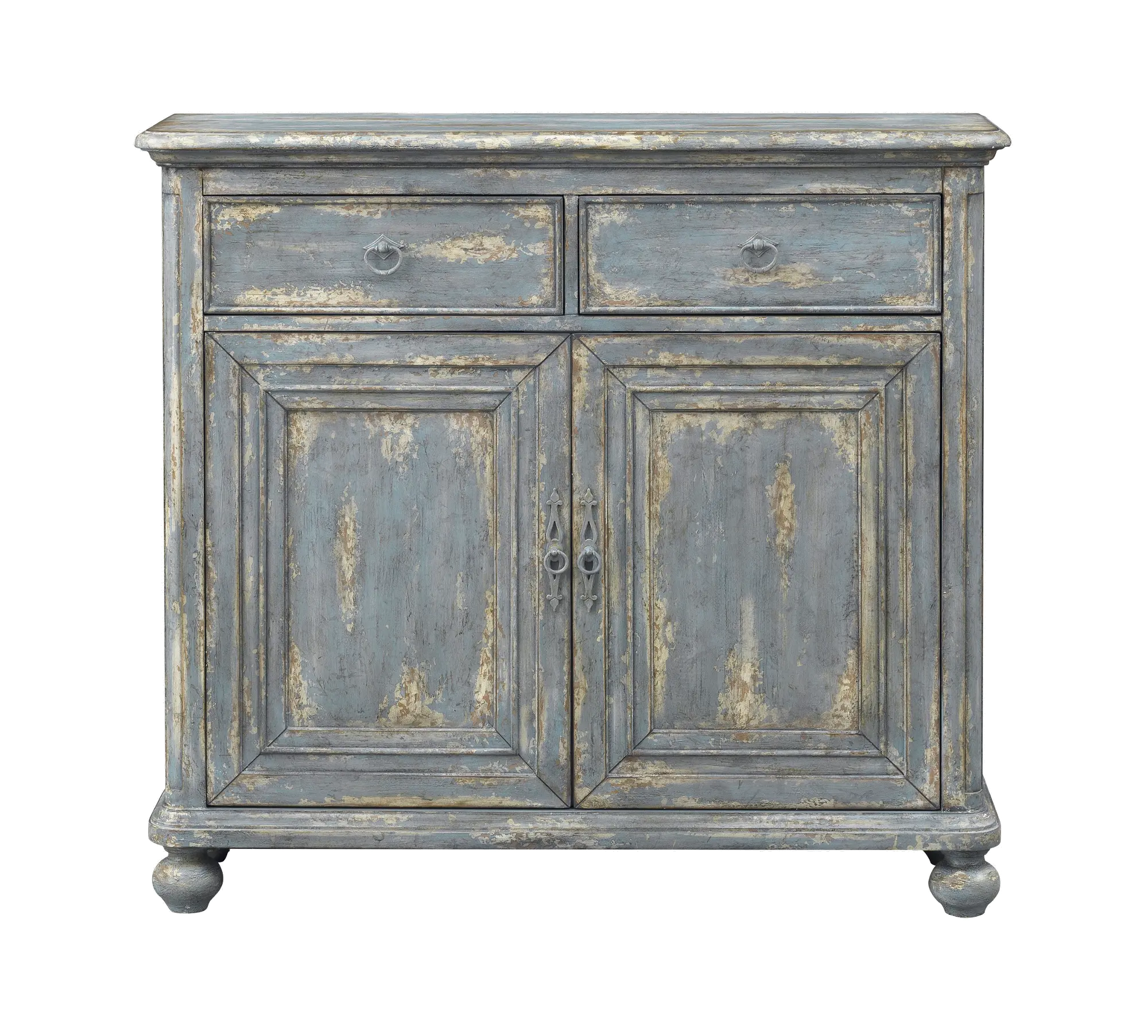 Aged Blue Two Door Two Drawer Accent Cabinet