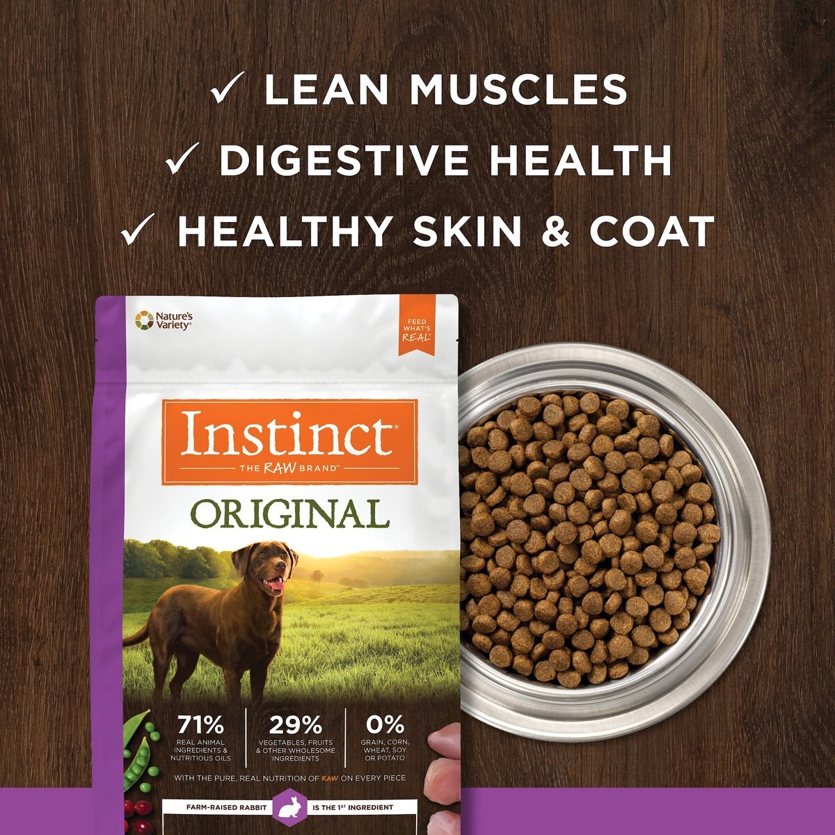 Instinct Original Grain-Free Recipe with Real Rabbit Freeze-Dried Raw Coated Dry Dog Food