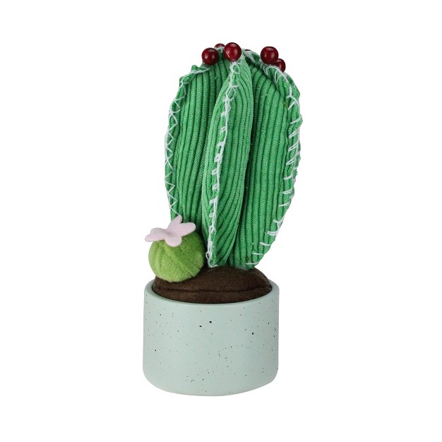 Plush Cactus Artificial Potted Planter Table Top Decoration Green gray