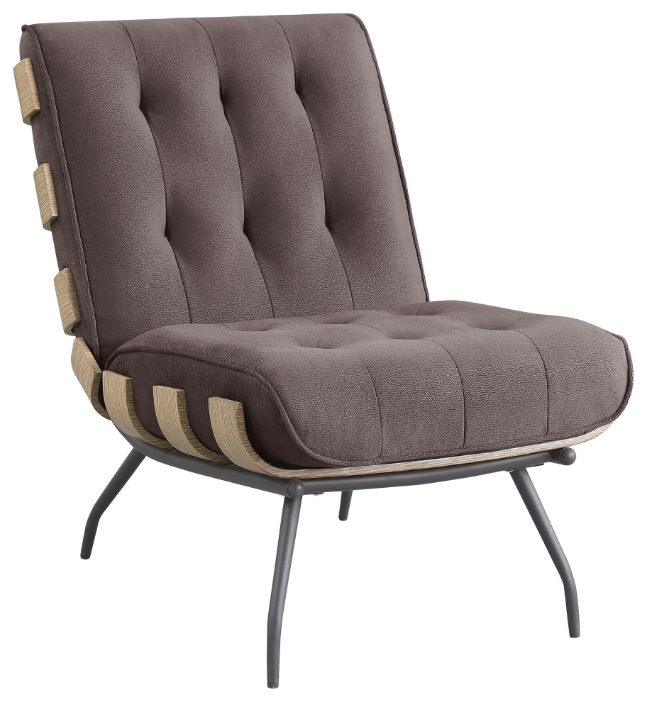 Aloma Armless Tufted Accent Chair Dark Brown   Modern   Armchairs And Accent Chairs   by Modon  Houzz