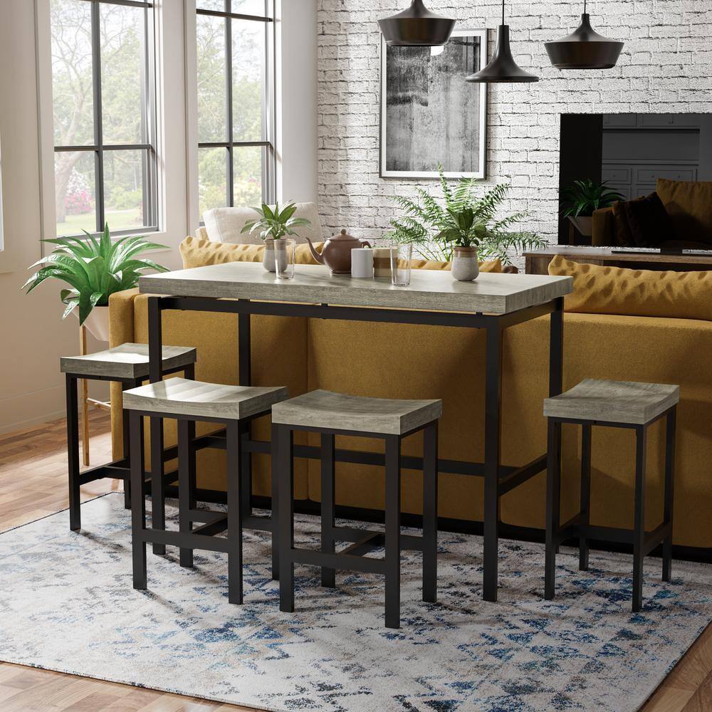 Furniture of America Wim Natural Tone 5-Piece Counter Height Dining Set IDF-3454PT-5PK