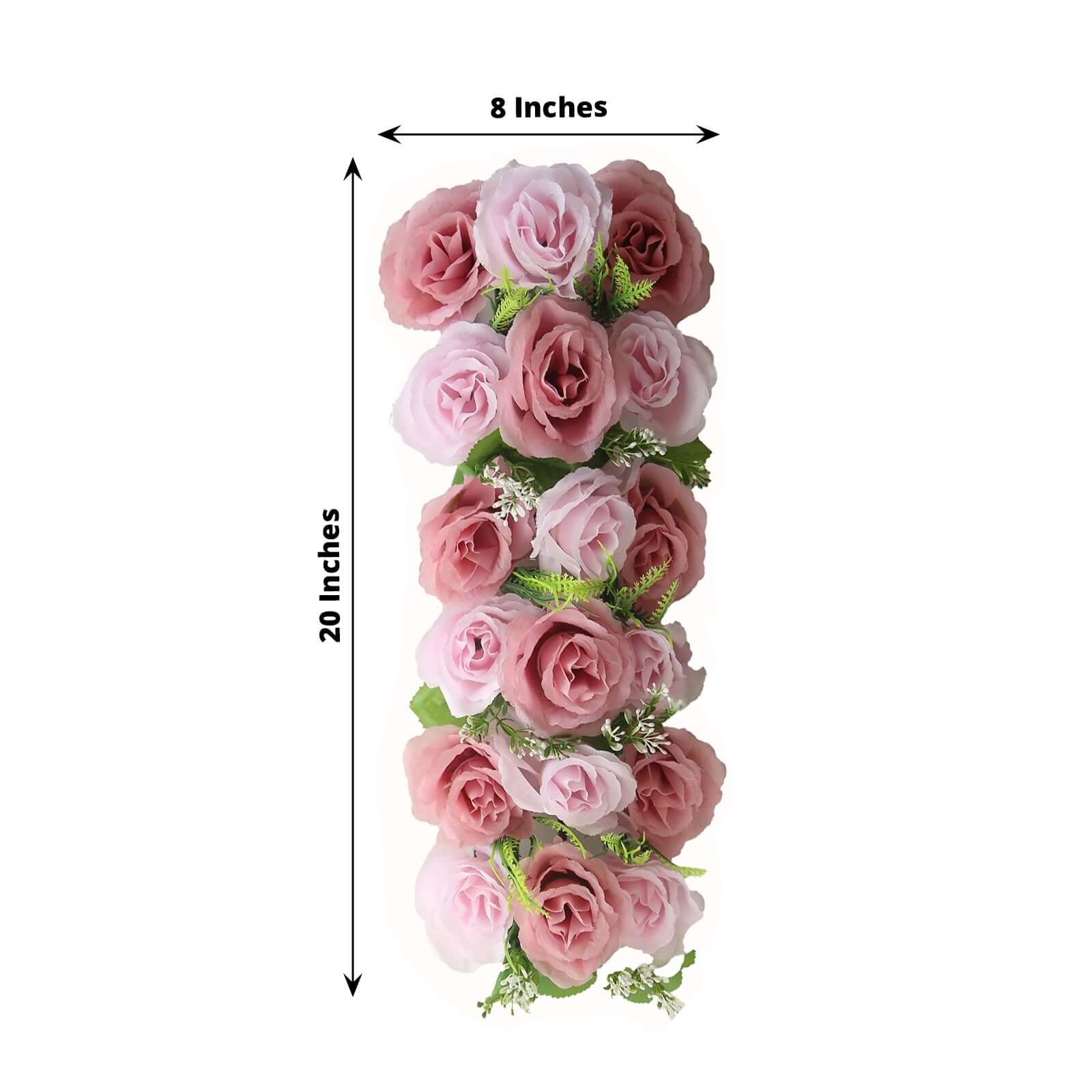 6 Pack Blush Dusty Rose Silk Flower Panel Table Runner, Artificial Floral Arrangements Dining Table Decor - 20