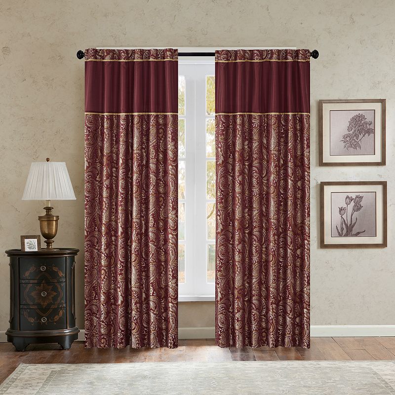 Madison Park 2-Pack Whitman Light Filtering Faux Silk Jacquard Rod Pocket Window Curtains