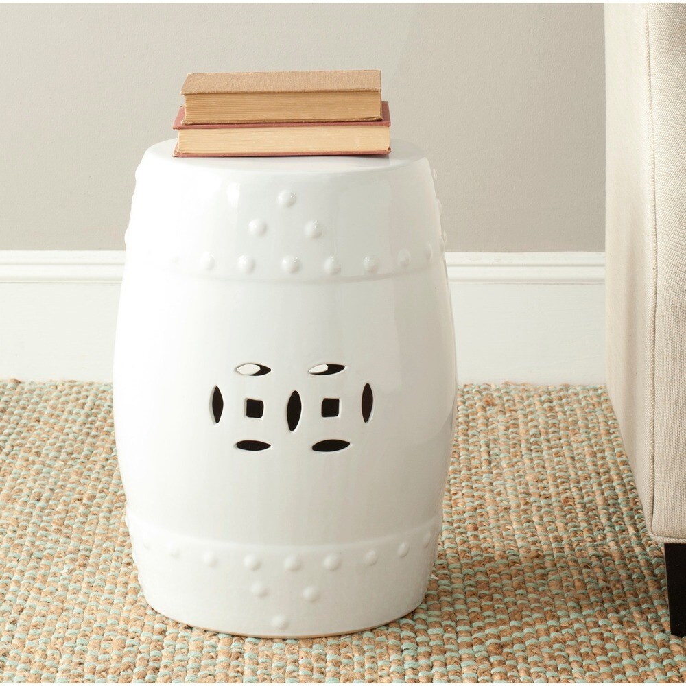 SAFAVIEH Paradise Treasures White Ceramic Garden Stool