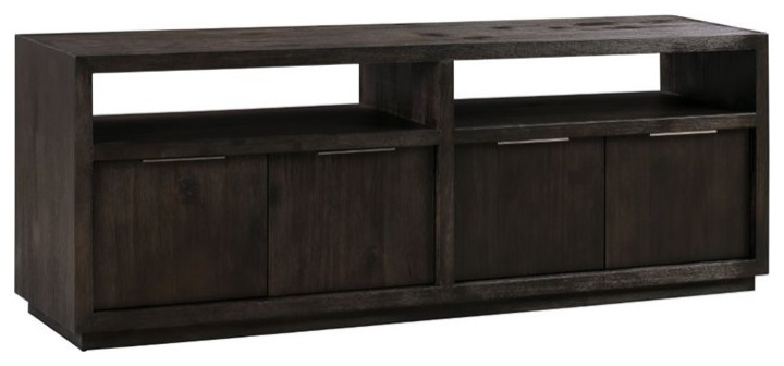 Modus Oxford 74 quotSolid Wood TV Stand in Graphite   Transitional   Entertainment Centers And Tv Stands   by Homesquare  Houzz