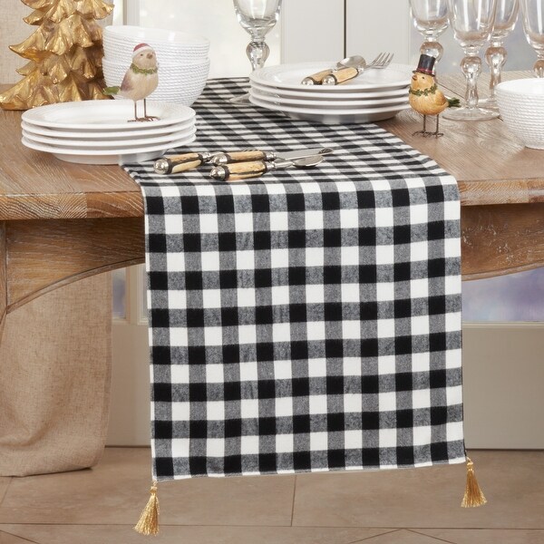 Holiday Table Runner With Buffalo Plaid Design