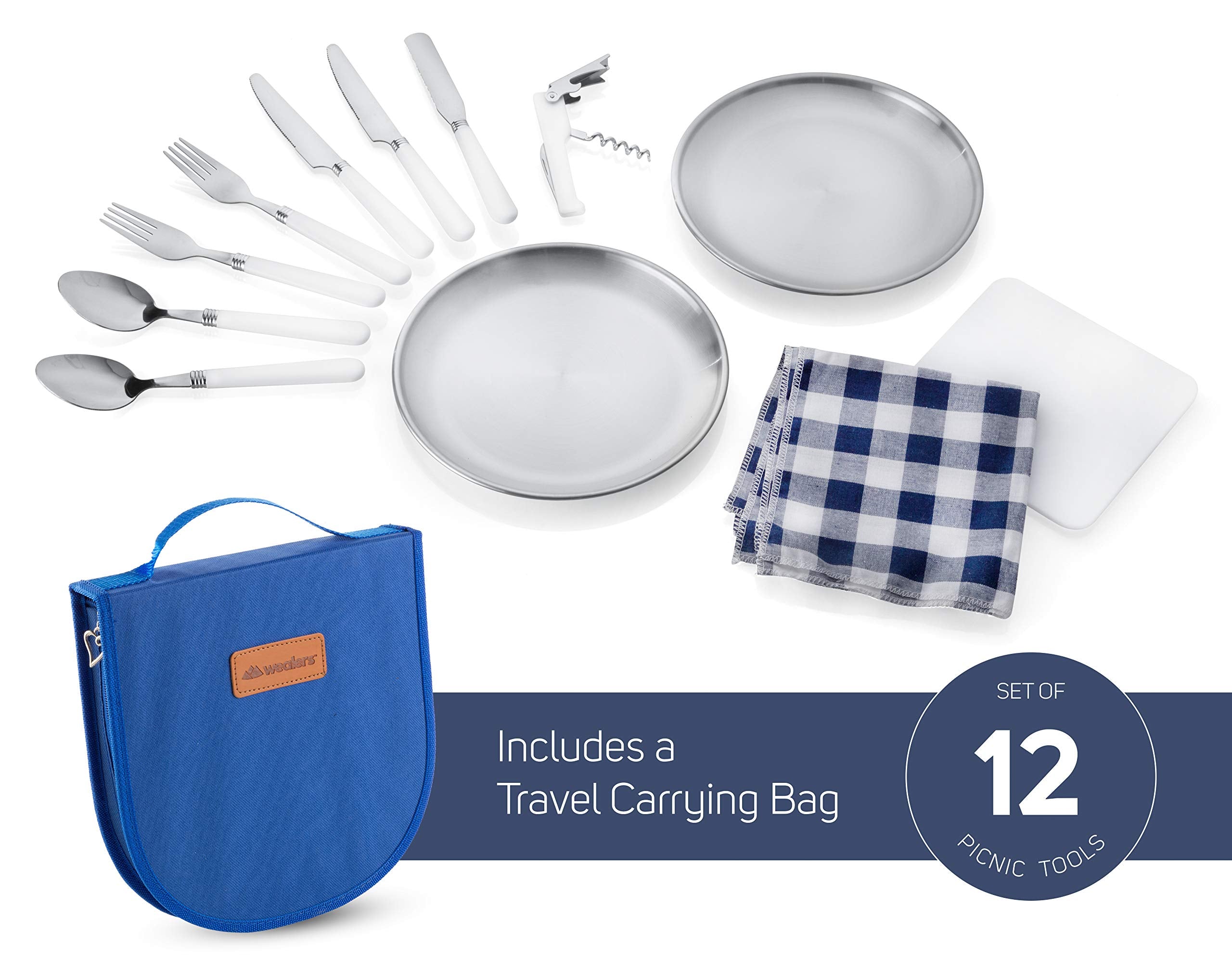 Camping Silverware Kit Cutlery Organizer Utensil Picnic Set 12 Piece Mess Kit