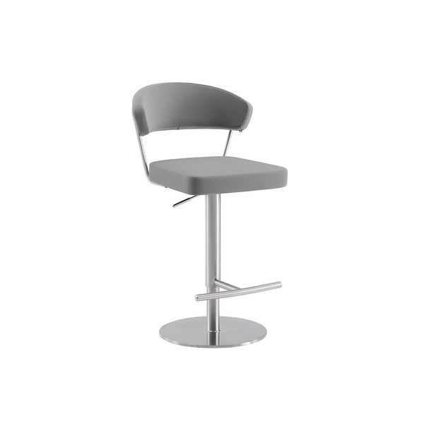 FAIRMONT bar stool with brushed stainless steel base.