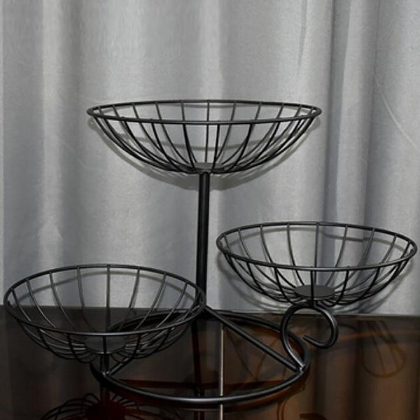 3-Tier Multifunctional Metal Fruit Storage Basket Stand Detachable