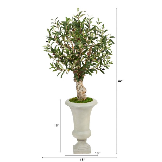 Nearly Natural 3.5-ft Olive Artificial Tree In Sand Colored Urn