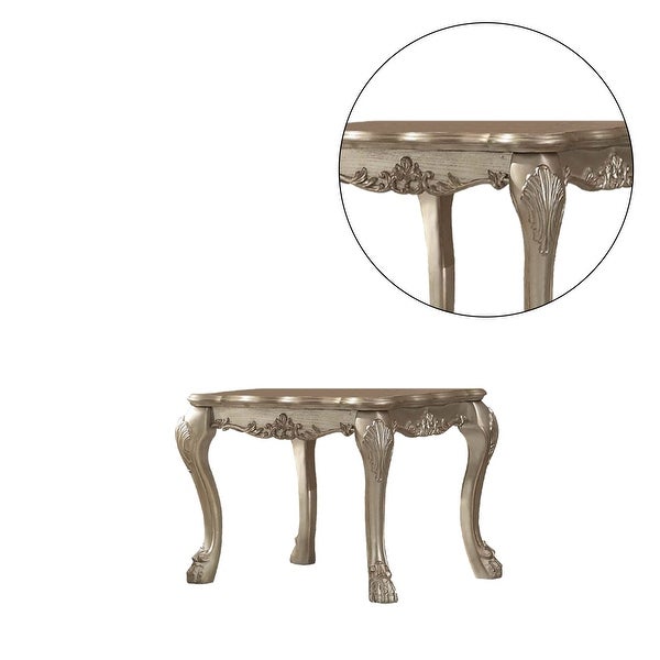 Square Wood End Table with Claw Legs in Gold Patina and Bone Finish