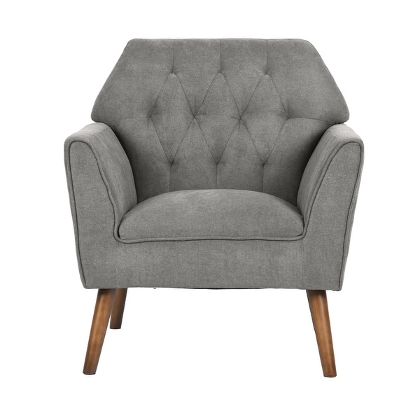 Homylin Modern Accent Chair with Solid Wood Legs， Tufted Single Sofa Armchair with Fabric Upholstered for Living Room