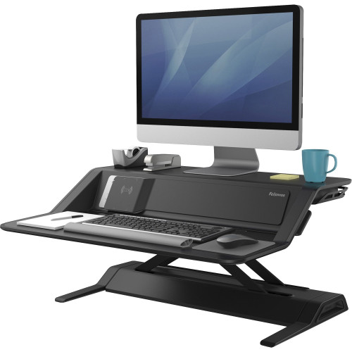 Fellowes Lotus DX Sit-Stand Workstation， 32.75w x 24.25d x 22.5h， Black (8080301)