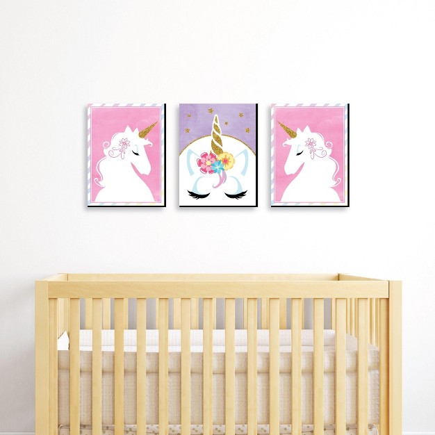 Big Dot Of Happiness Rainbow Unicorn Baby Girl Nursery Wall Art And Kids Room Decorations Gift Ideas 7 5 X 10 Inches Set Of 3 Prints