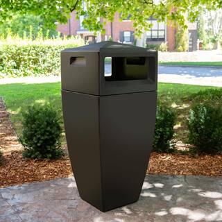 Mayne 24 Gal. Kobi Waste Bin Black Commercial Outdoor Trash Can 8841-B