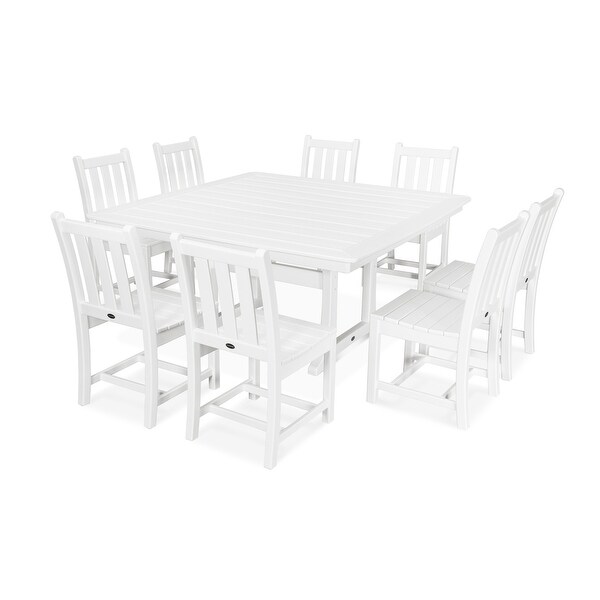 POLYWOOD Traditional Garden 9Piece Nautical Trestle Dining Set