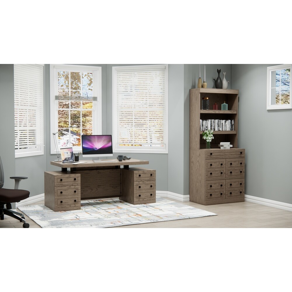 Windsor Sit Stand Storage Desk with File Drawer Bookcase