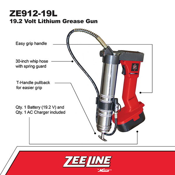 ZeeLine ZE912 19L   19.2 Volt Lithium Grease Gun