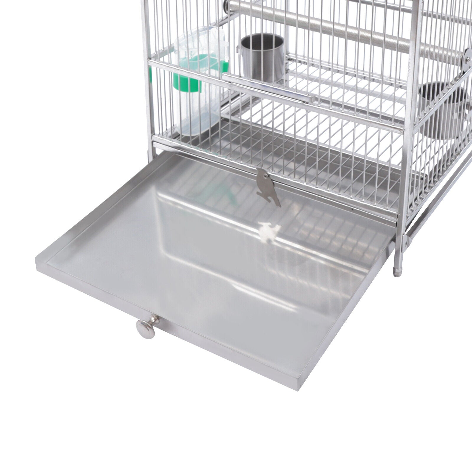 Stainless Steel Bird Cage Large Drawer Type Bird Cage Kit with Food Bowls+Baffle