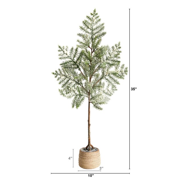 Nearly Natural 2.92-ft Frosted Pine Artificial Christmas Tree In Decorative Planter