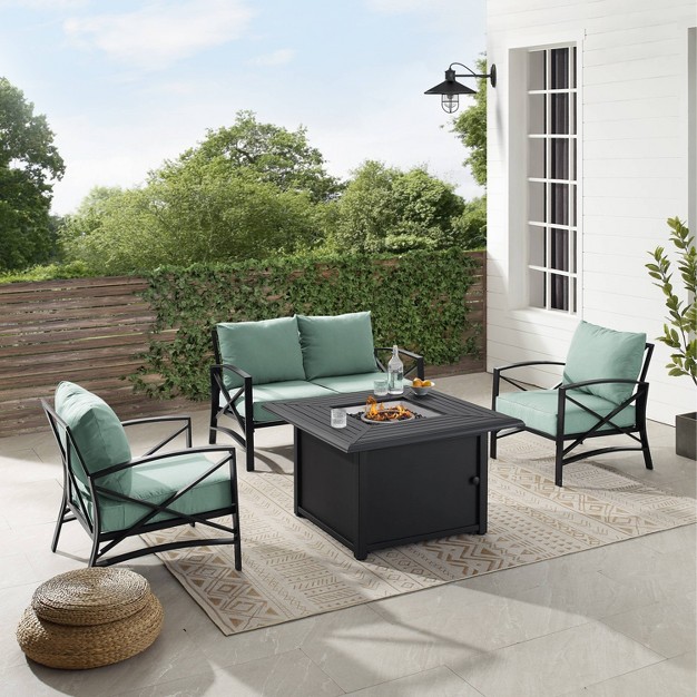 Kaplan 4pc Outdoor Conversation Set With Dante Fire Table Mist Crosley