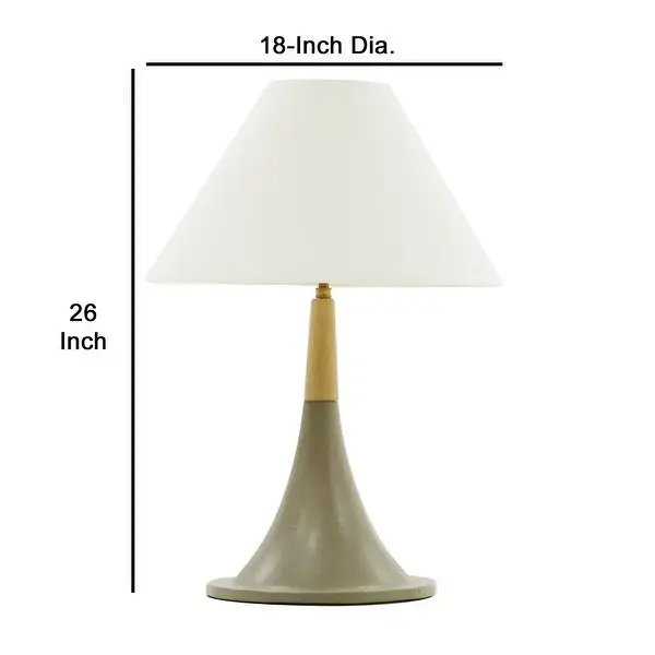 Contemporary Style Concrete Base Table Lamp with Shade， White and Gray