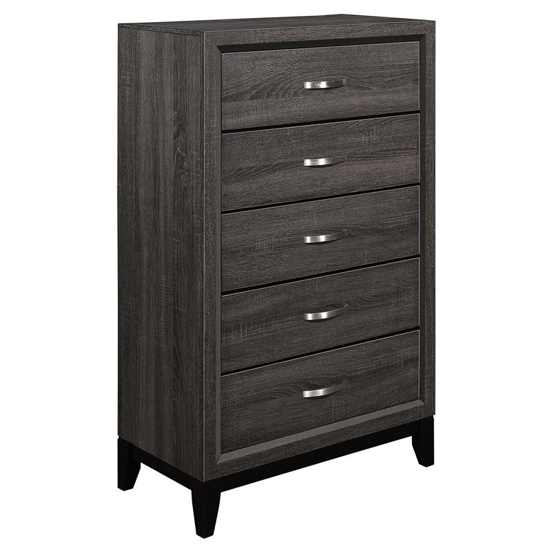 Lexicon Davi 31-inch 5 Dovetail Drawers Modern Wood Chest in Gray