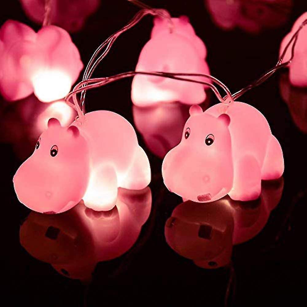 1.5m 10 Lights Battery Pet Led Decorative Hippo Indoor Outdoor Decor String Light， Baby Room Decorat