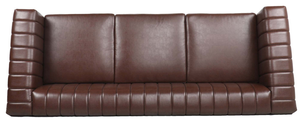 83 quotFaux leather Square Arm Sofa with Nailhead Trim   Traditional   Sofas   by AquaView Inc  Houzz