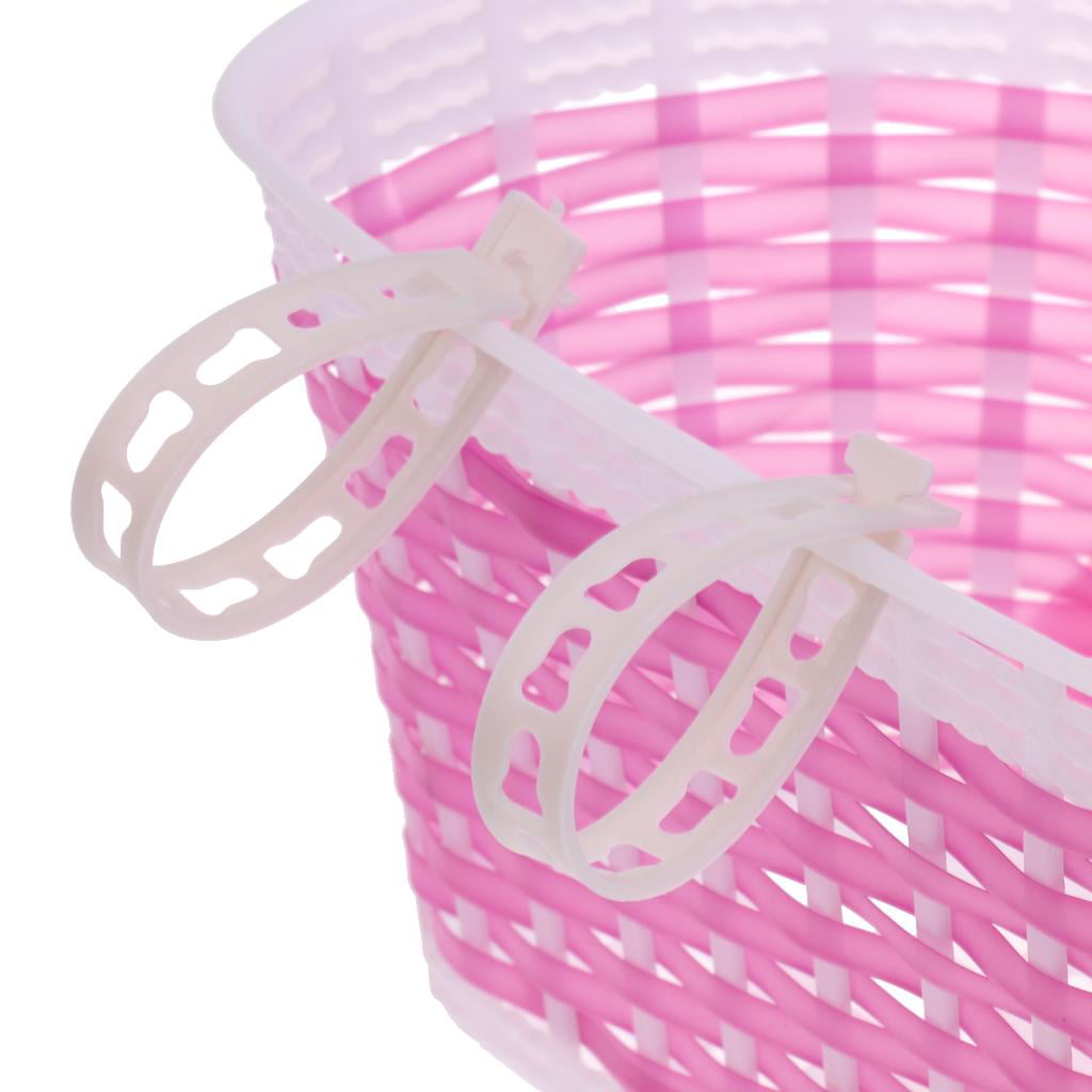 2 Pcs Girl bike Front Basket For Front / Handlebar Mountable Basket and Pink