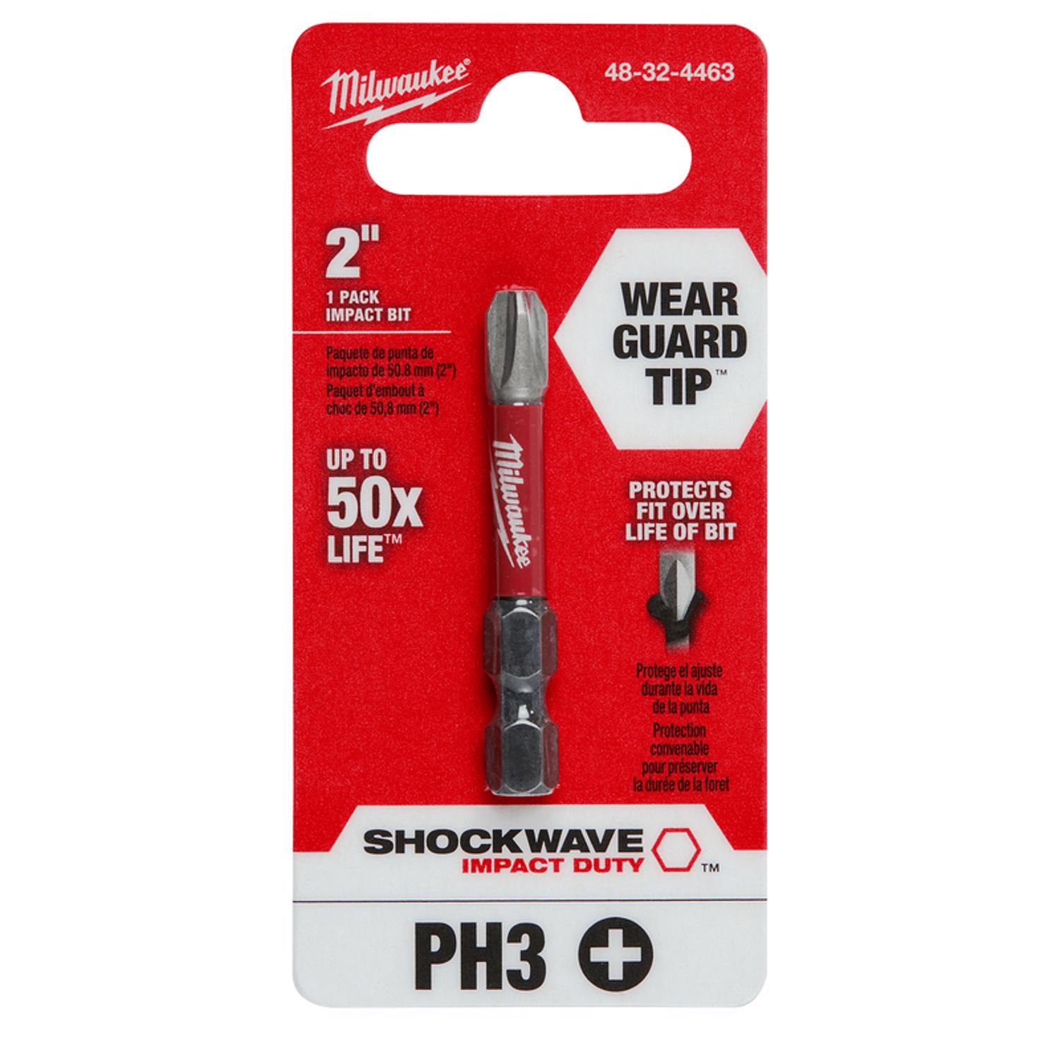 MW Shockwave Phillips #3 X 2 in. L Screwdriver Bit Steel 1 pc