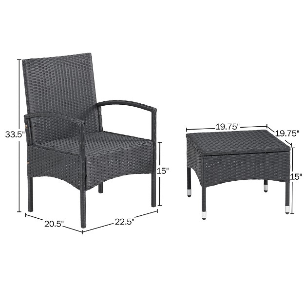 Outdoor Patio Furniture Set 3 piece Rattan Seating Combo With 2 Chairs And Table For Deck Balcony Or Front Porch Furniture By Lavish Home gray