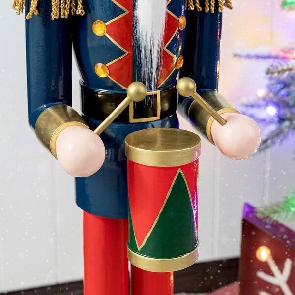 Glitzhome 36inch Wooden Christmas King/Drummer Nutcracker