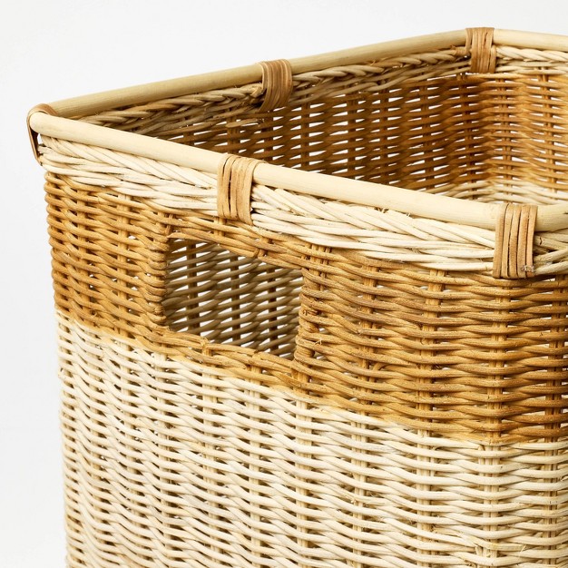 Two Tone Rattan Cube Basket Designed With Studio Mcgee