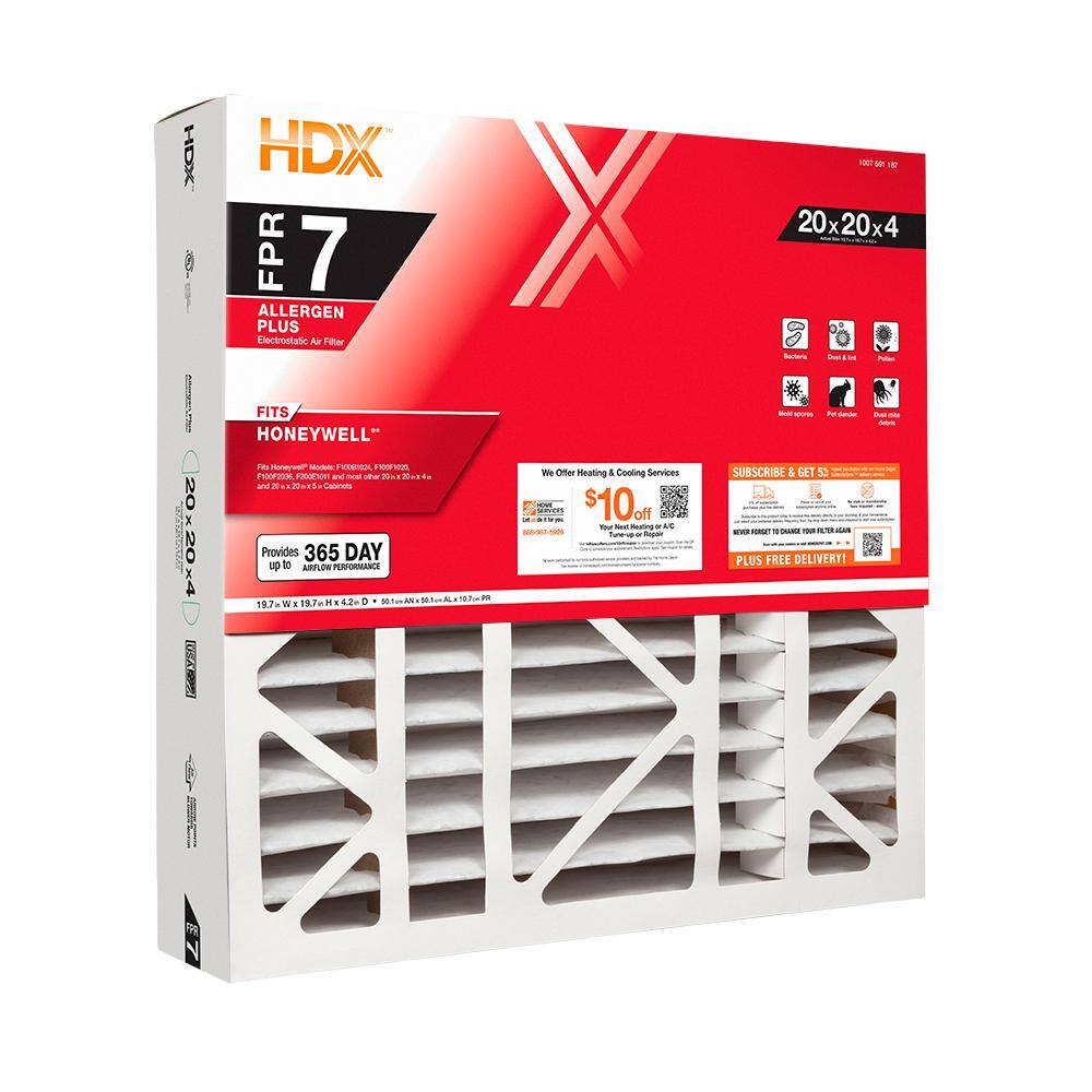 HDX 20 in. x 20 in. x 4 in. Honeywell Replacement Pleated Air Filter FPR 7 HDX-HW2020-11-3