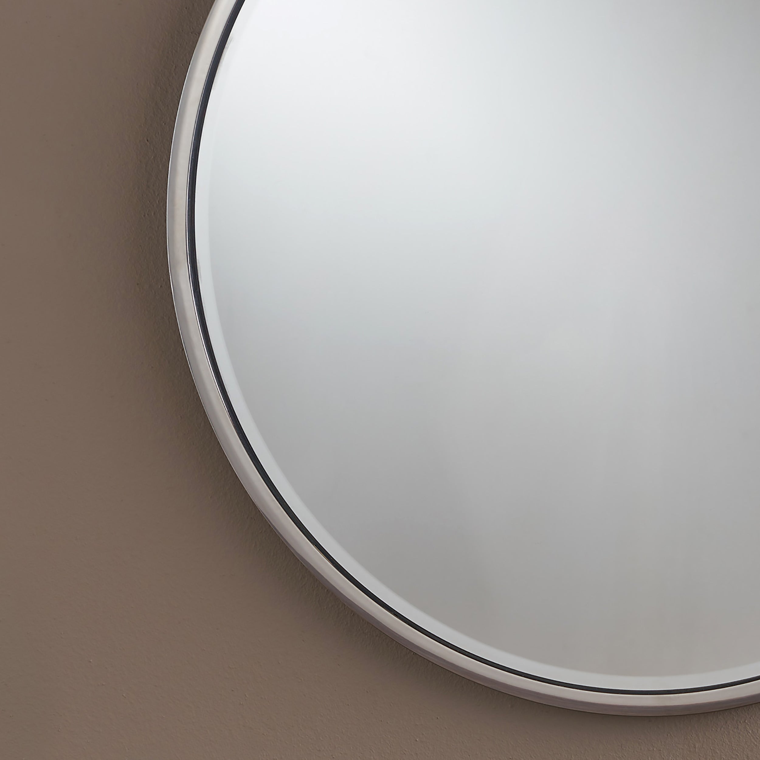 Nicole Modern Glam Round Silver Stainless Steel Wall Mirror