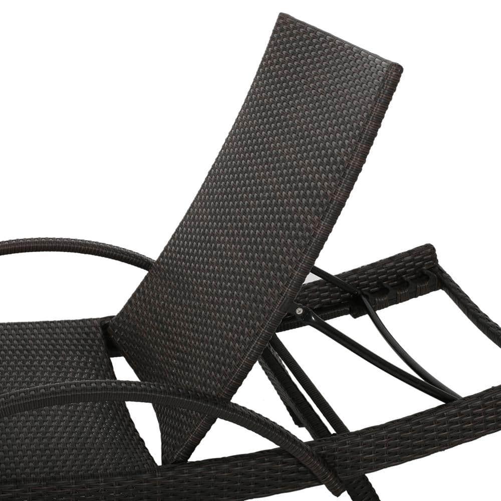 Noble House Salem MultiBrown 2Piece Faux Rattan Outdoor Chaise Lounge