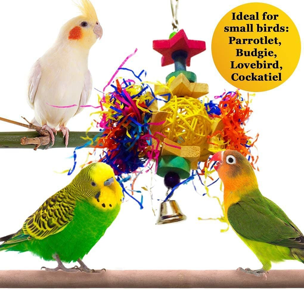 SunGrow Paper Shred with Chew Blocks Parakeet and Cockatiel Foraging and Cage Hanging Accessory